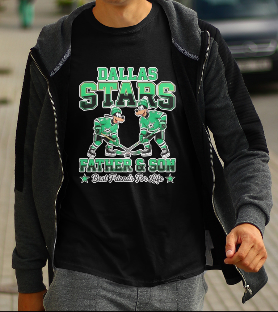Dallas Stars Goofy Father And Son Best Friends For Life NHL Hockey Duo T-Shirt