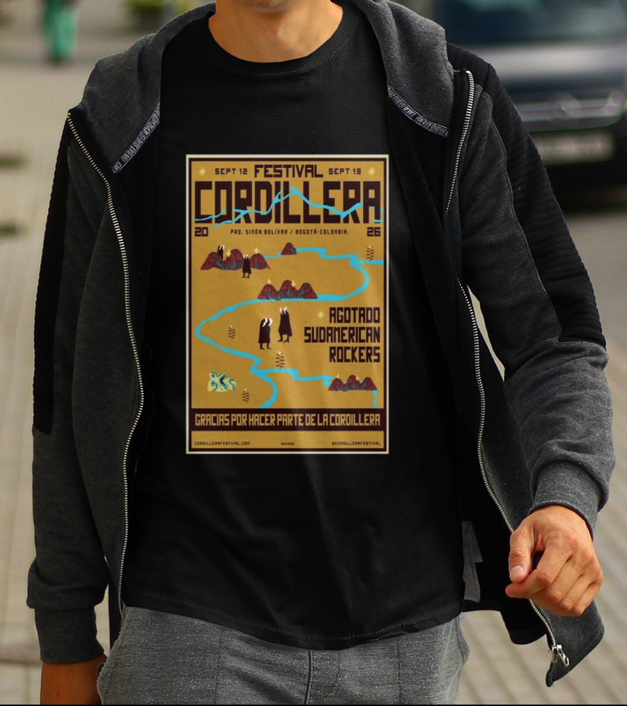 Festival Cordillera Sept 12 13 2026 Bogotá Colombia Agotado Sudamerican Rockers Pro. Simón Bolívar T-Shirt