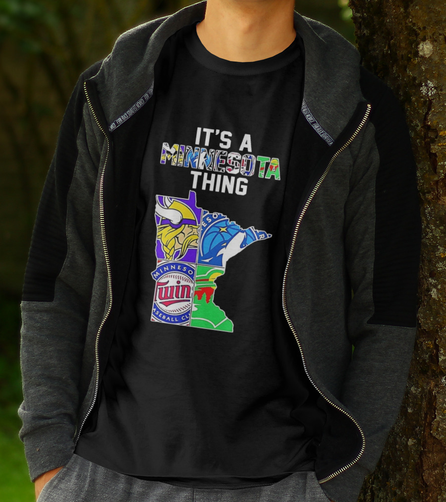 Minnesota Vikings Timberwolves Twins Wild It's A Thing State Map T-Shirt