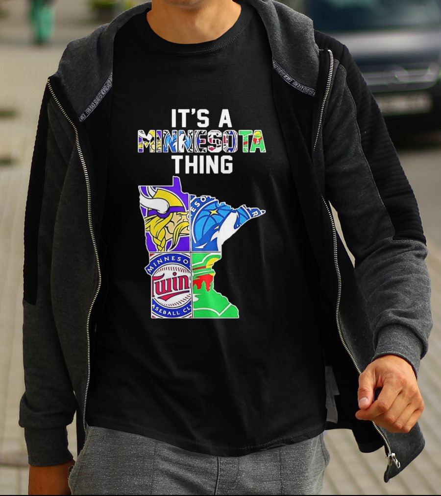Minnesota Vikings Timberwolves Twins Wild It's A Thing State Map T-Shirt