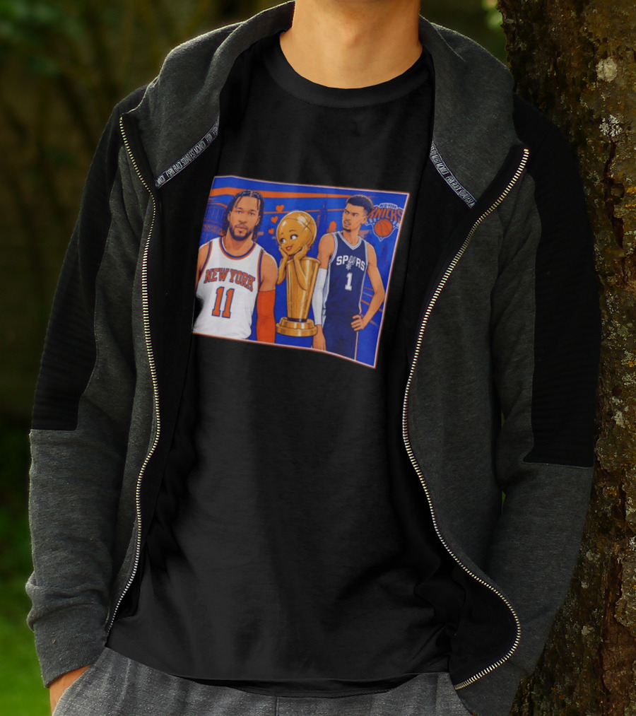 Jalen Brunson New York Knicks Victor Wembanyama San Antonio Spurs Larry O'Brien Trophy T-Shirt