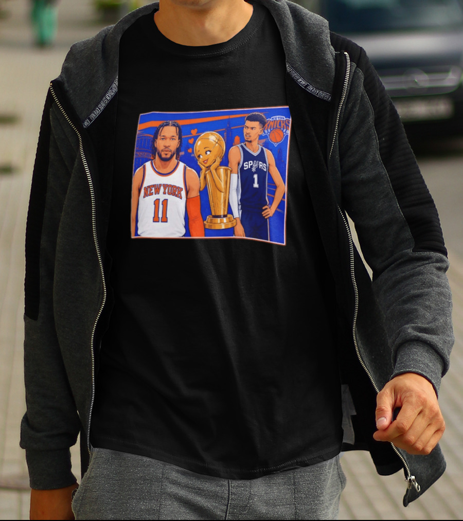 Jalen Brunson New York Knicks Victor Wembanyama San Antonio Spurs Larry O'Brien Trophy T-Shirt