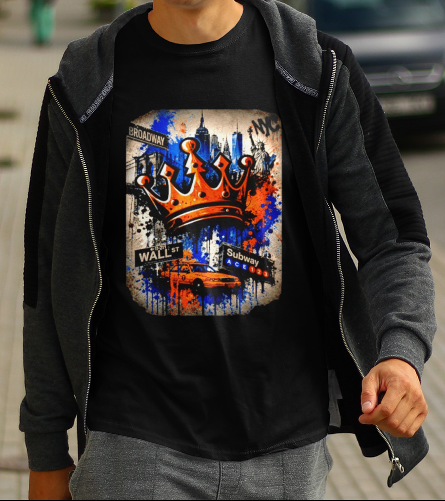 Broadway Wall St Subway NYC Crown Skyline Statue Graffiti T-Shirt