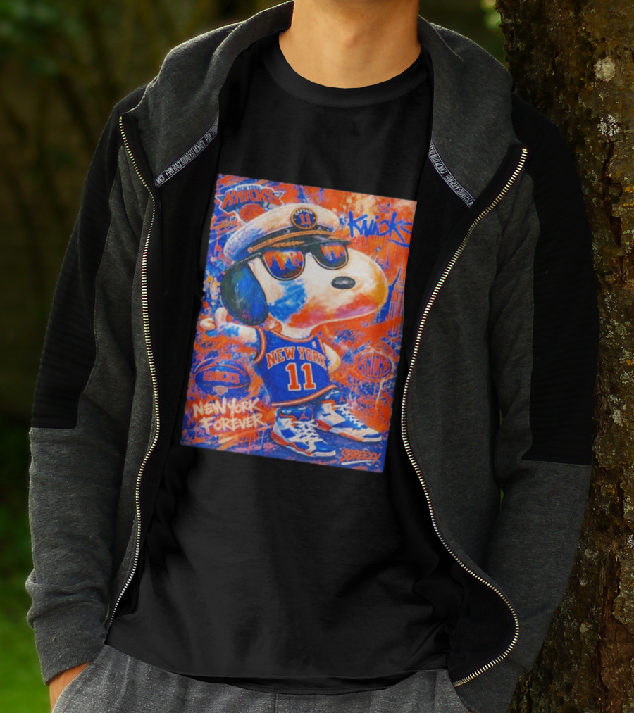 New York Knicks Snoopy Captain 11 New York Forever Streetwear Collection T-Shirt