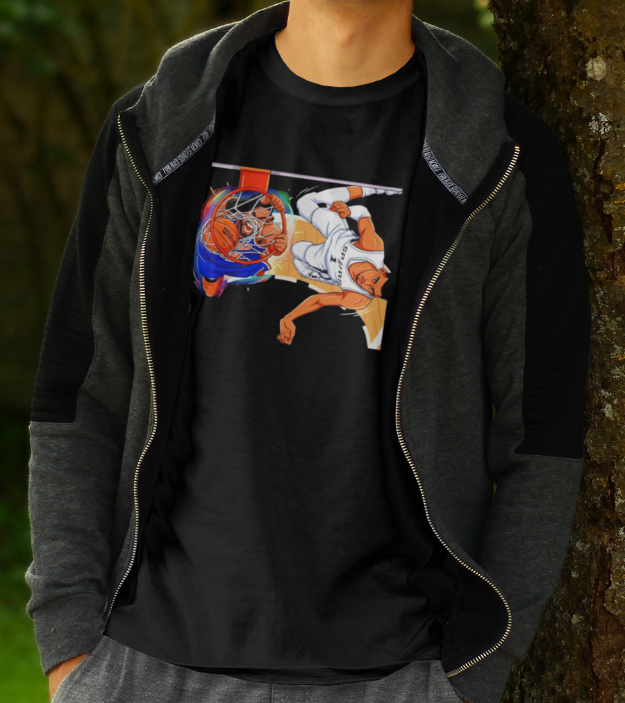 New York Knicks Vs San Antonio Spurs Comic Dunk Battle T-Shirt