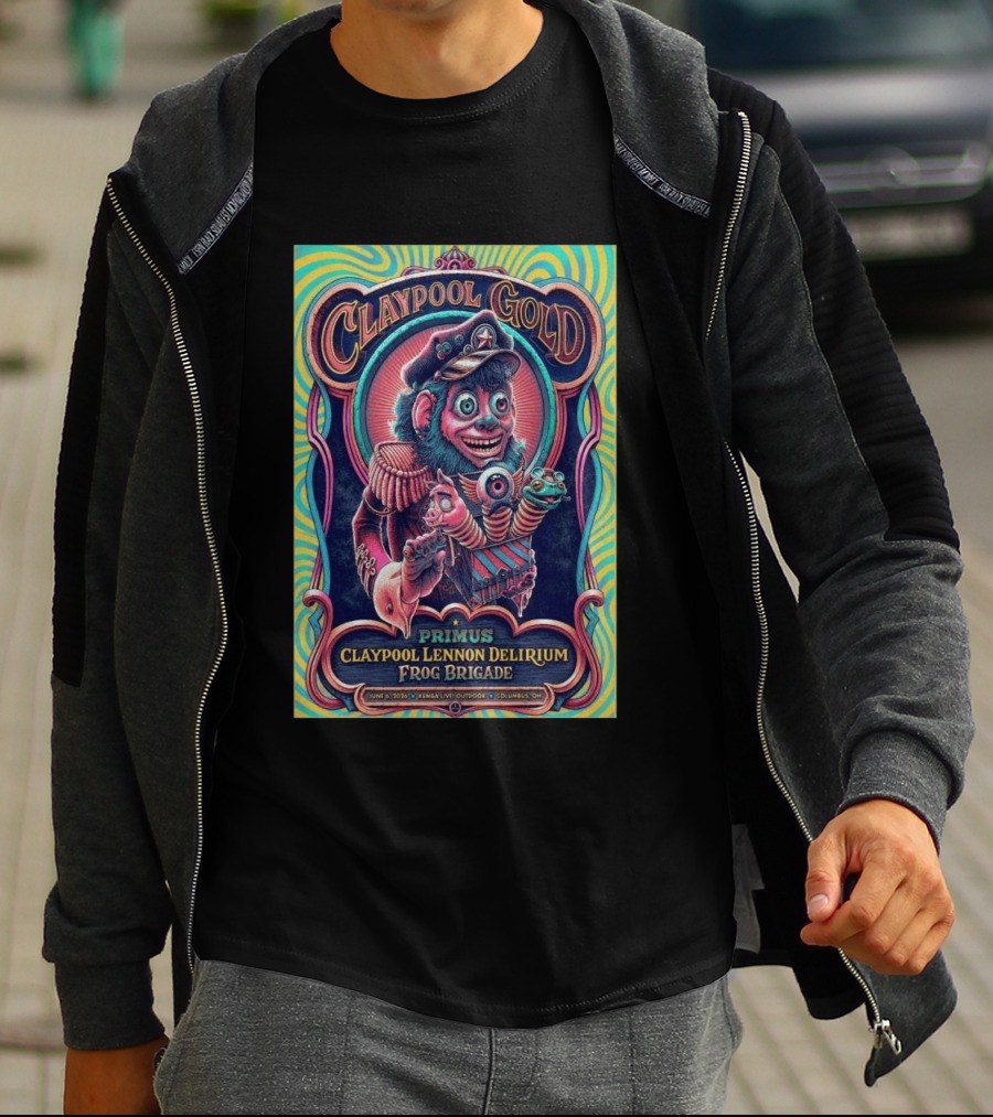 Primus Claypool Lennon Delirium Frog Brigade Columbus OH June 6 2026 Claypool Gold T-Shirt