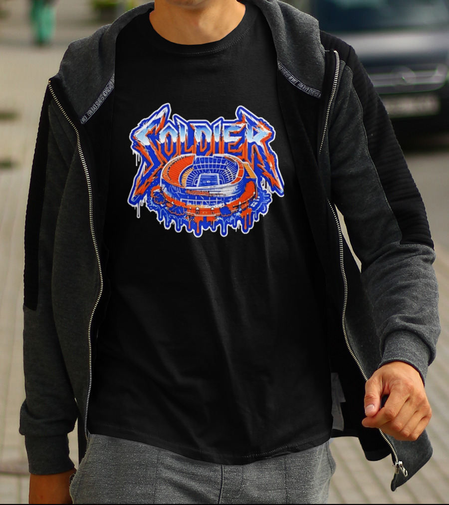 Chicago Bears Soldier Field Stadium Metal Font Drip Team Sports T-Shirt