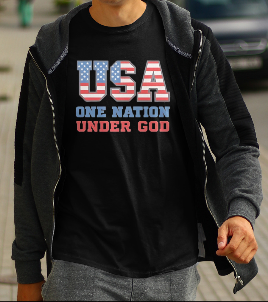 USA One Nation Under God American Flag Patriotic Stars And Stripes T-Shirt