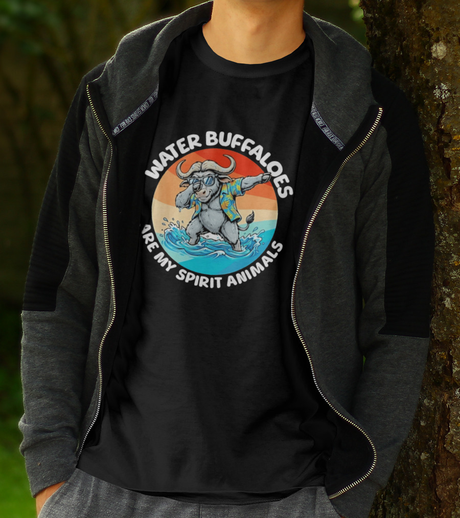 Water Buffaloes Are My Spirit Animals Dabbing Tropical Sunset T-Shirt