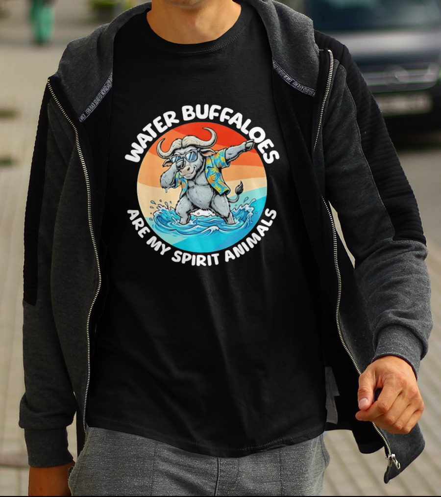 Water Buffaloes Are My Spirit Animals Dabbing Tropical Sunset T-Shirt