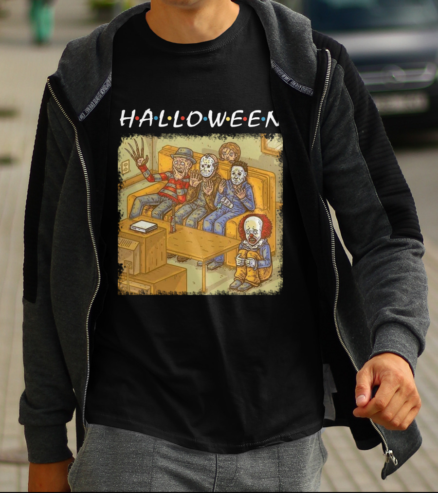 Halloween Horror Icons Relax On Couch T-Shirt