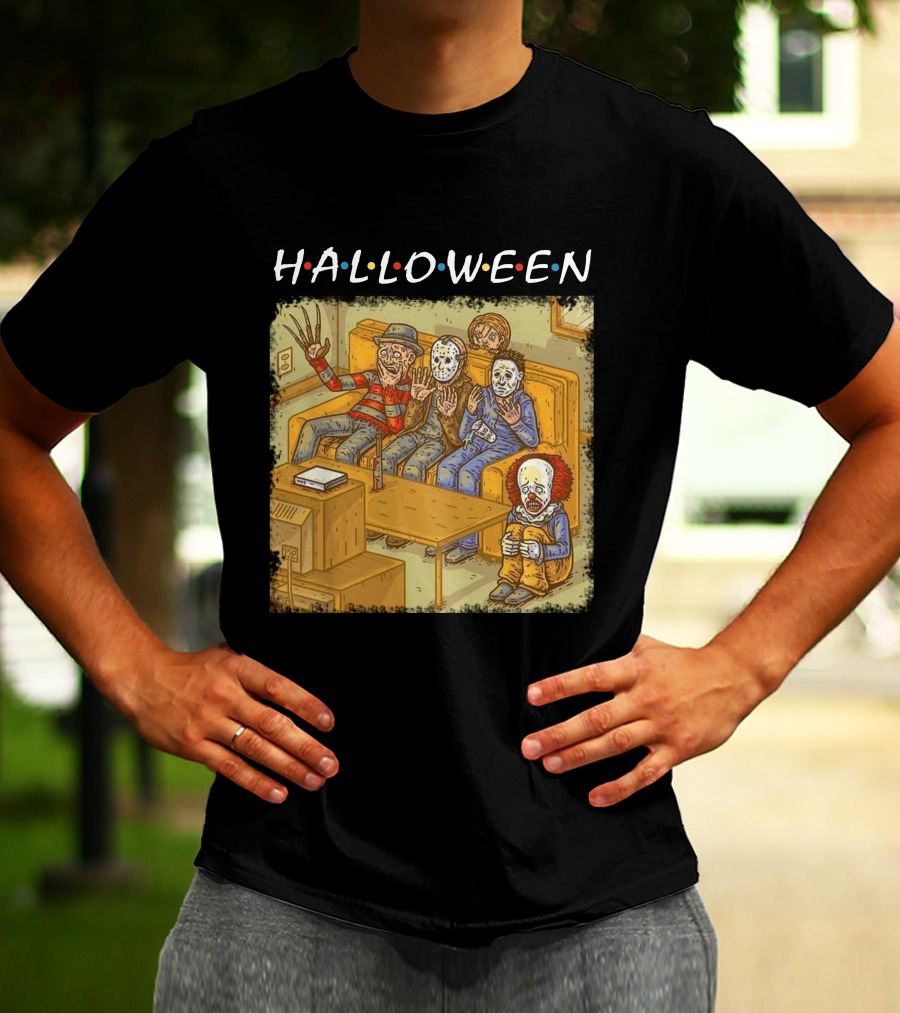 Halloween Horror Icons Relax On Couch T-Shirt