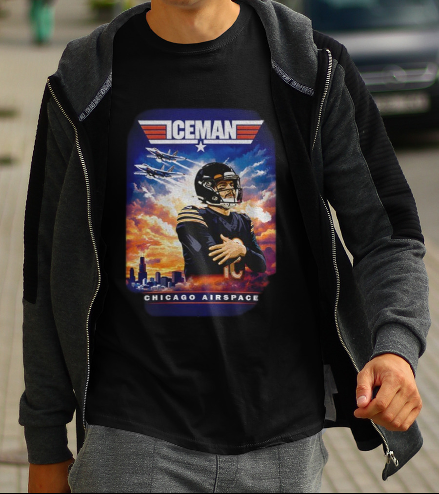 ICEMAN Chicago Airspace Caleb Williams Top Gun Chicago Bears T-Shirt
