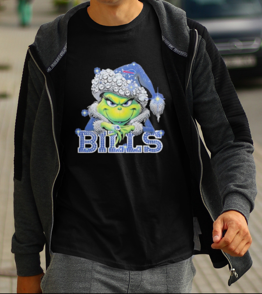 Buffalo Bills Grinch Santa Diamond Hat T-Shirt