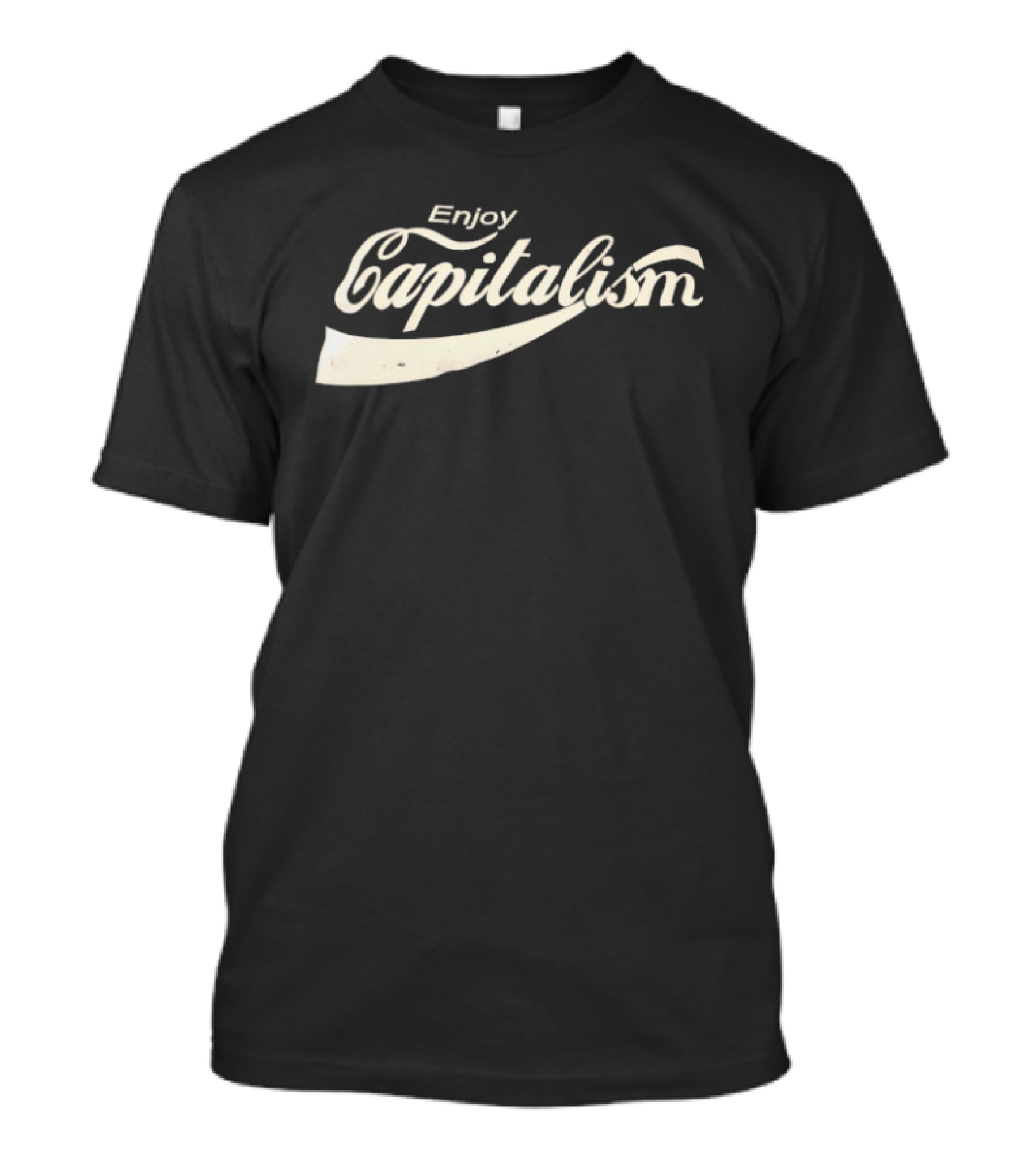 Enjoy Capitalism Coca Cola Style Typography Design T-Shirt