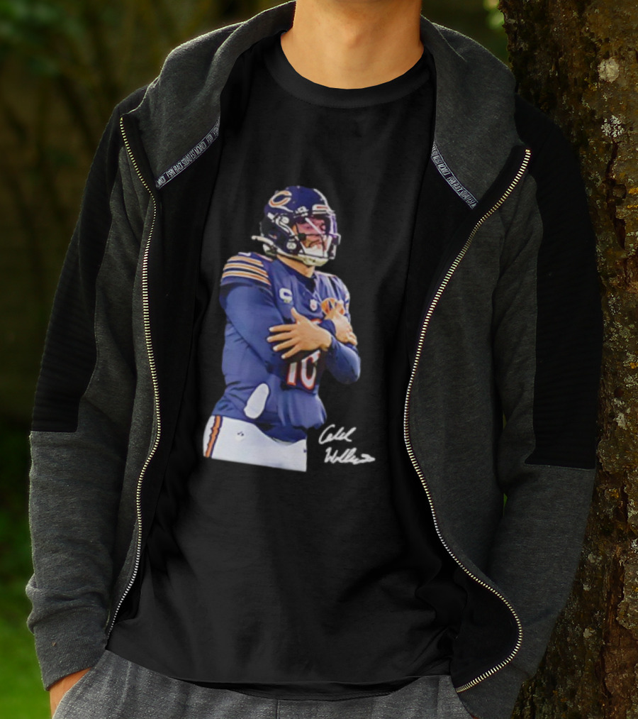 Caleb Williams Chicago Bears Ice Man Signature Football T-Shirt