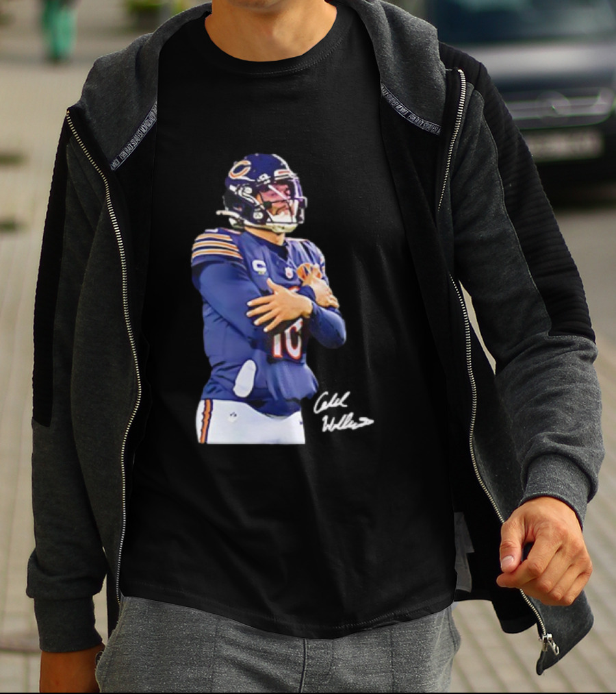 Caleb Williams Chicago Bears Ice Man Signature Football T-Shirt