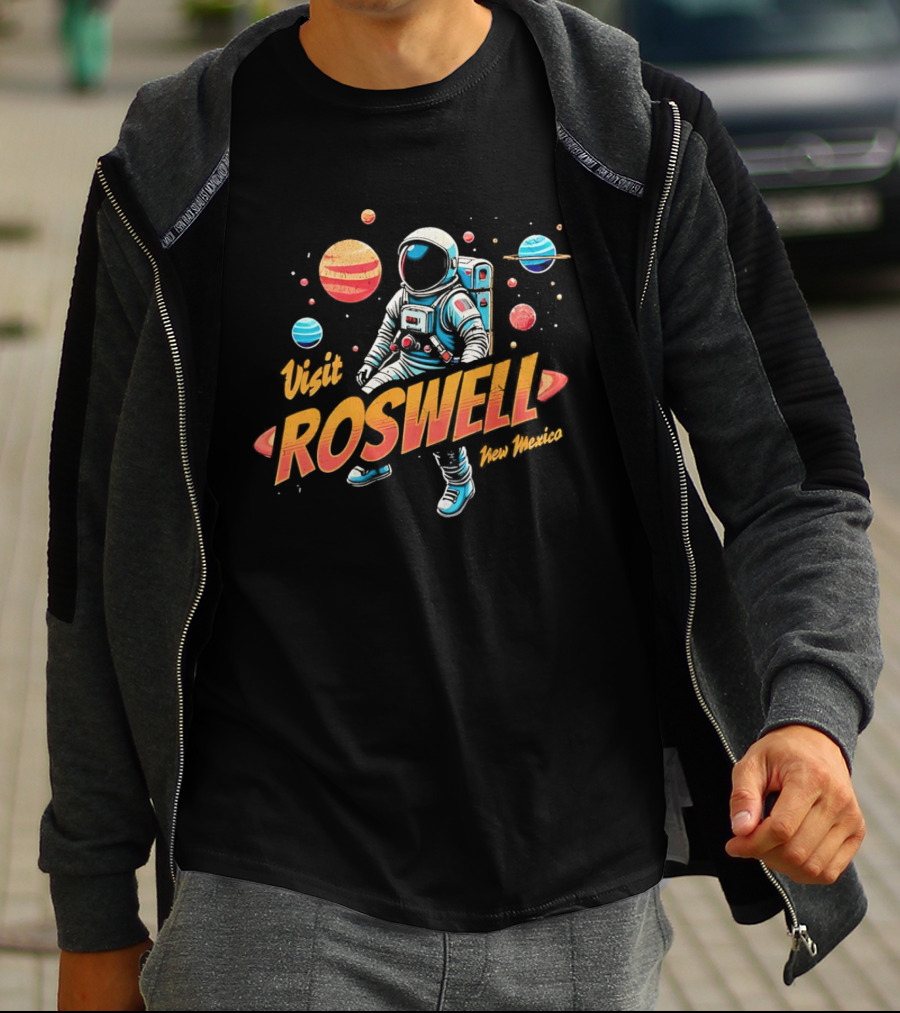 Visit Roswell New Mexico Astronaut Space Adventure Planets T-Shirt