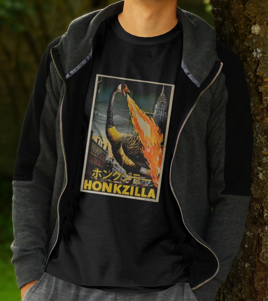 Honkzilla Goose Retro Japanese Movie Fire-Breathing City Attack T-Shirt