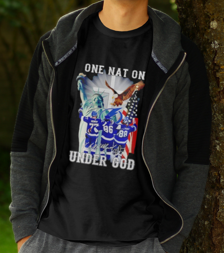 Tampa Bay Lightning Hockey Hedman 77 Point 86 Vasilevskiy 88 One Nation Under God T-Shirt