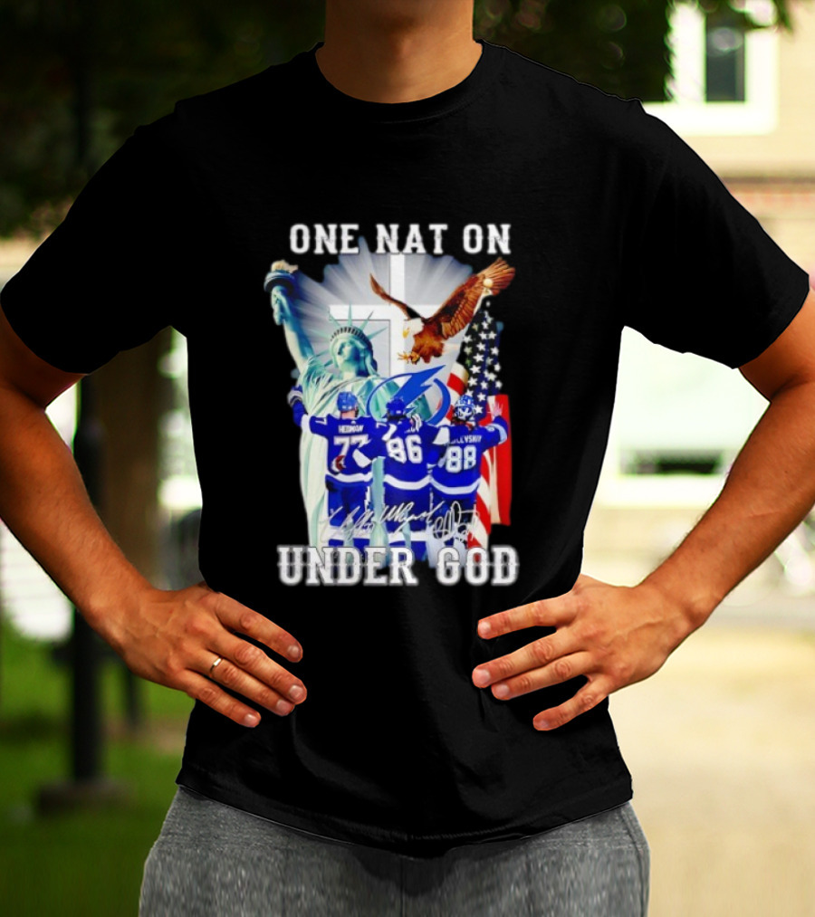 Tampa Bay Lightning Hockey Hedman 77 Point 86 Vasilevskiy 88 One Nation Under God T-Shirt