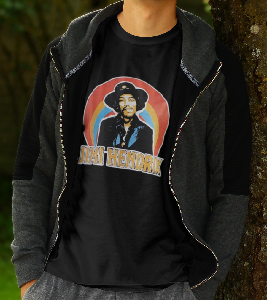 Jimi Hendrix Vintage Retro Rainbow Hat T-Shirt