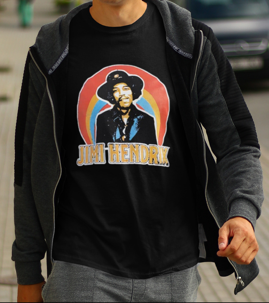 Jimi Hendrix Vintage Retro Rainbow Hat T-Shirt