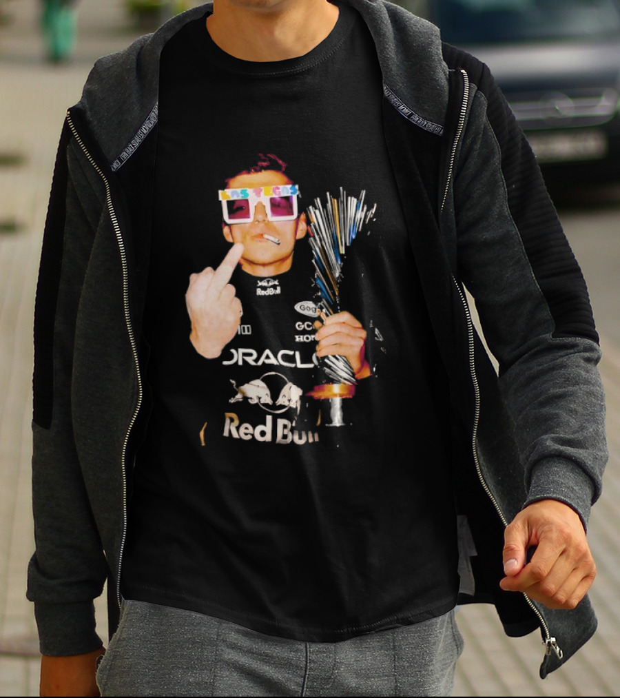 Max Verstappen Oracle Red Bull Pink Lego Sunglasses Middle Finger Las Vegas GP 2025 T-Shirt