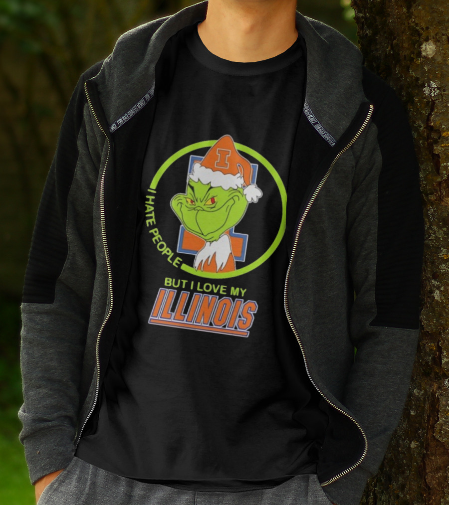 Grinch I Hate People But I Love My Illinois Fighting Illini T-Shirt