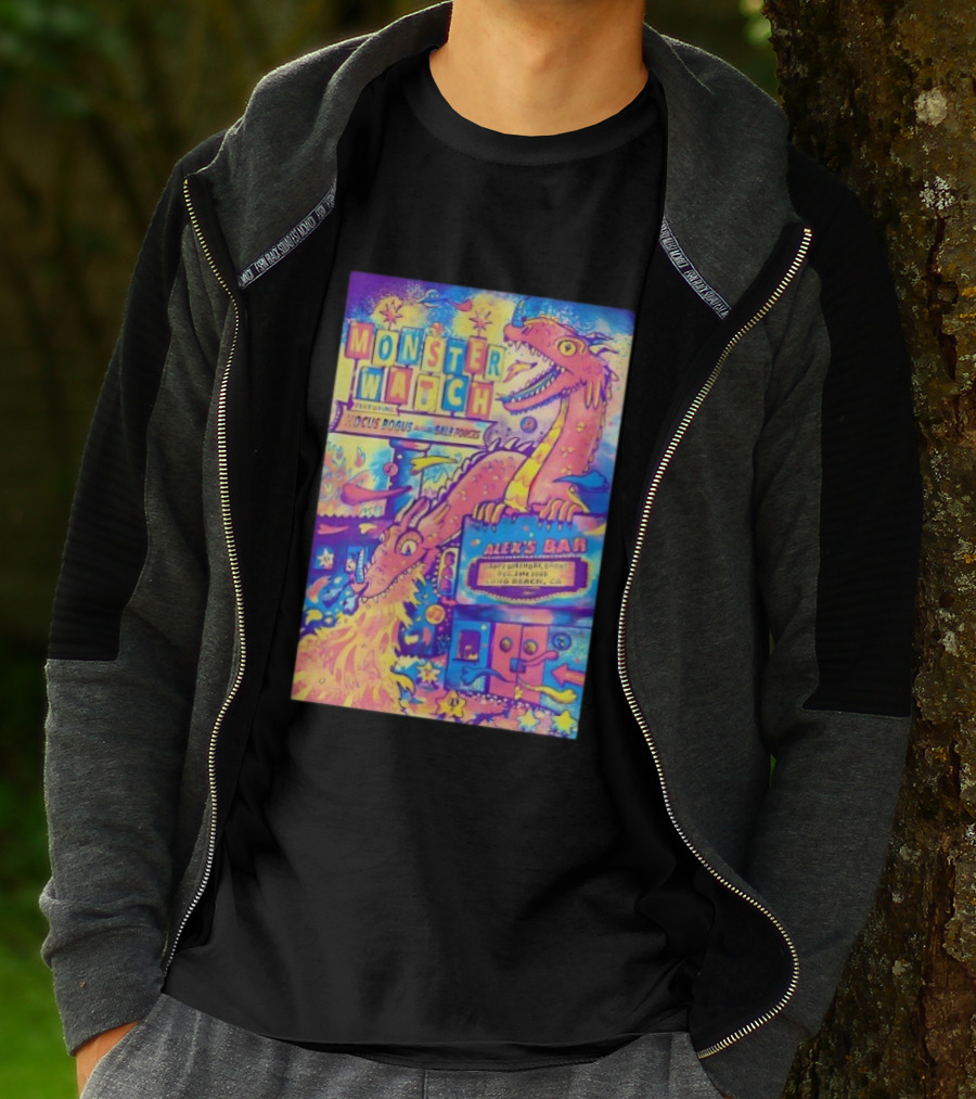 Monster Featuring Lucus Bogus And Sale Fuegos At Alex's Bar Long Beach CA Dec 21 2025 With Psychedelic Dragon Art T-Shirt