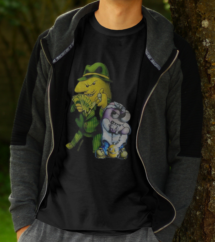 Pim And Charlie Cartoon Money And Chains Gangster Style T-Shirt