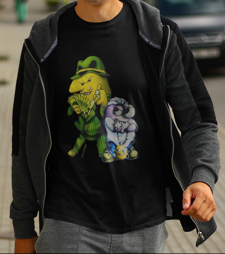 Pim And Charlie Cartoon Money And Chains Gangster Style T-Shirt