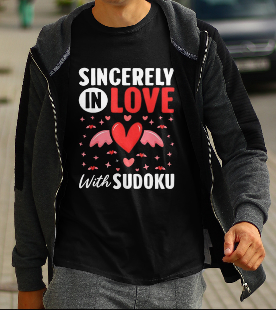 Sincerely In Love With Sudoku Heart Wings And Stars T-Shirt