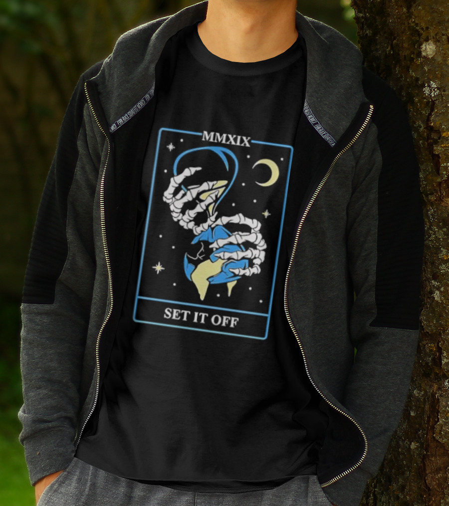 Set It Off Skeleton Hand MMXIX Moon And Stars T-Shirt