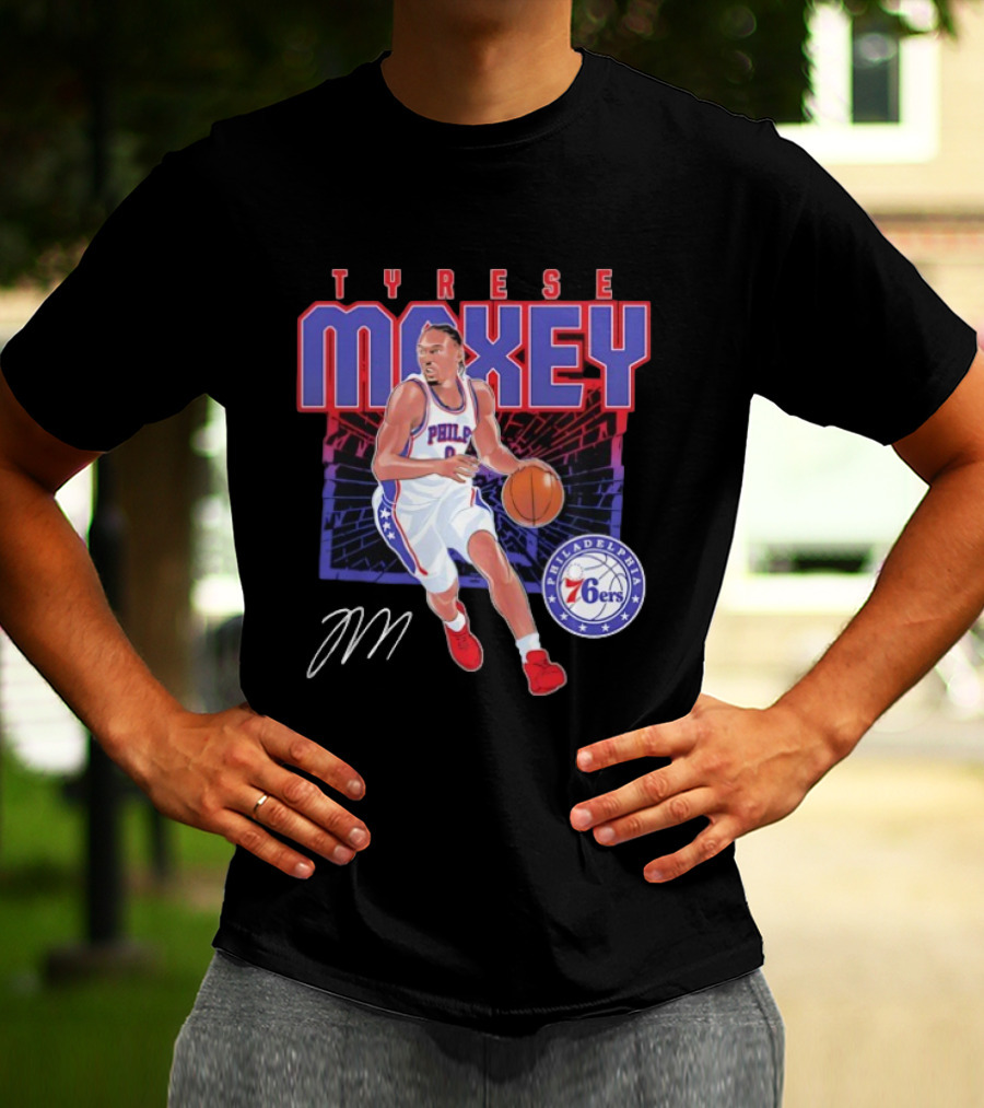 NBA Tyrese Maxey Philadelphia 76ers Player Signature T-Shirt