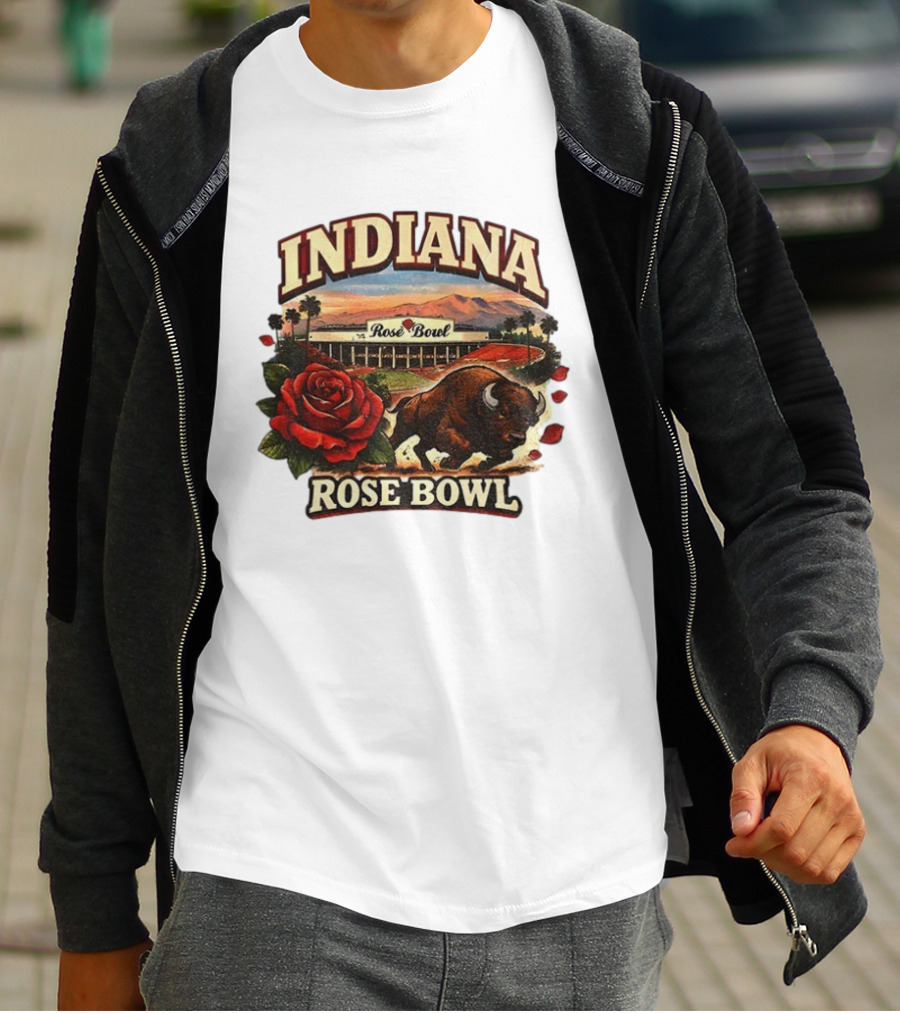 Indiana Rose Bowl Pasadena CA Game Day Vintage Buffalo And Rose Stadium Retro T-Shirt