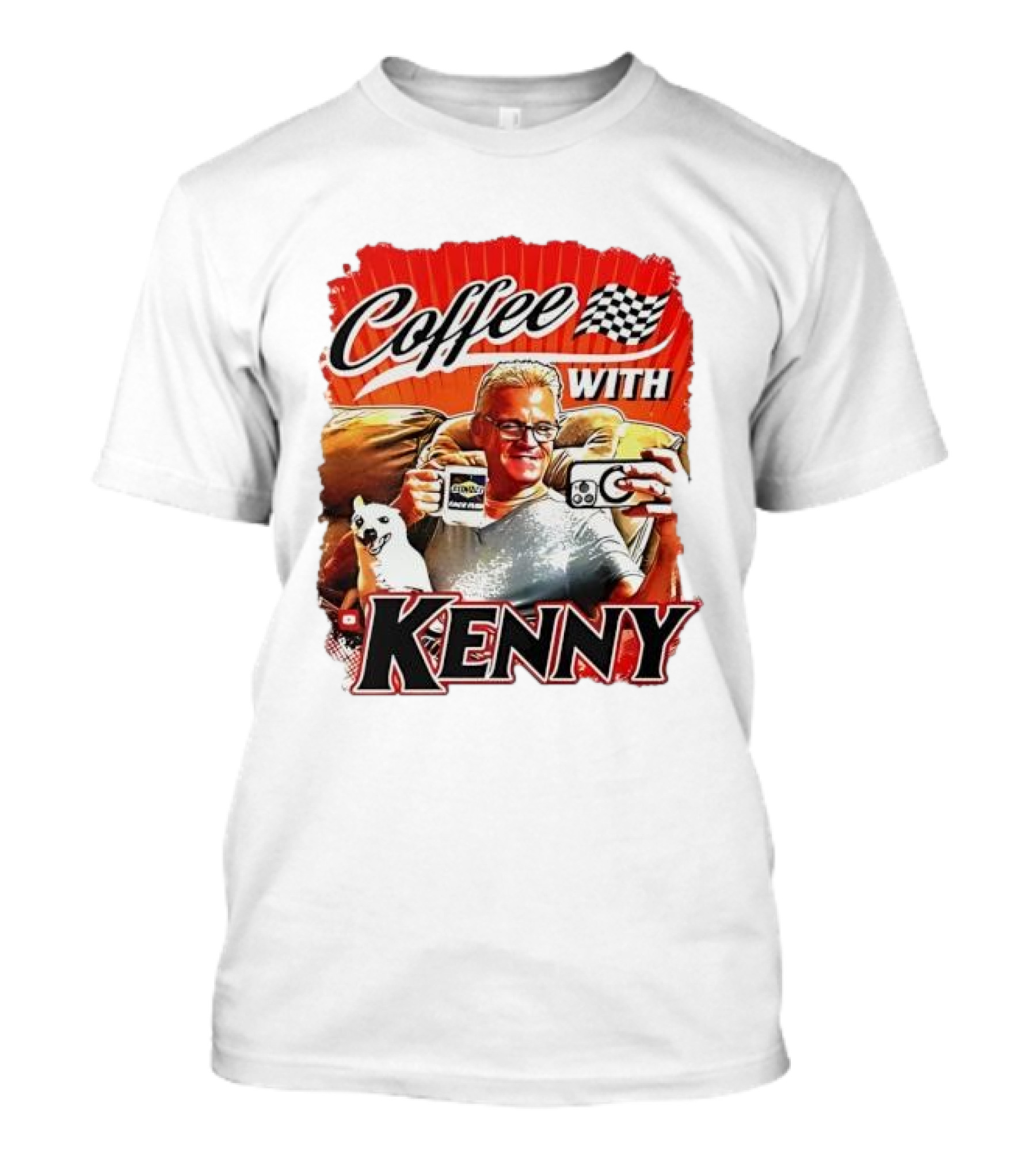 Coffee With Kenny Racing Checkered Flag And Dog T-Shirt