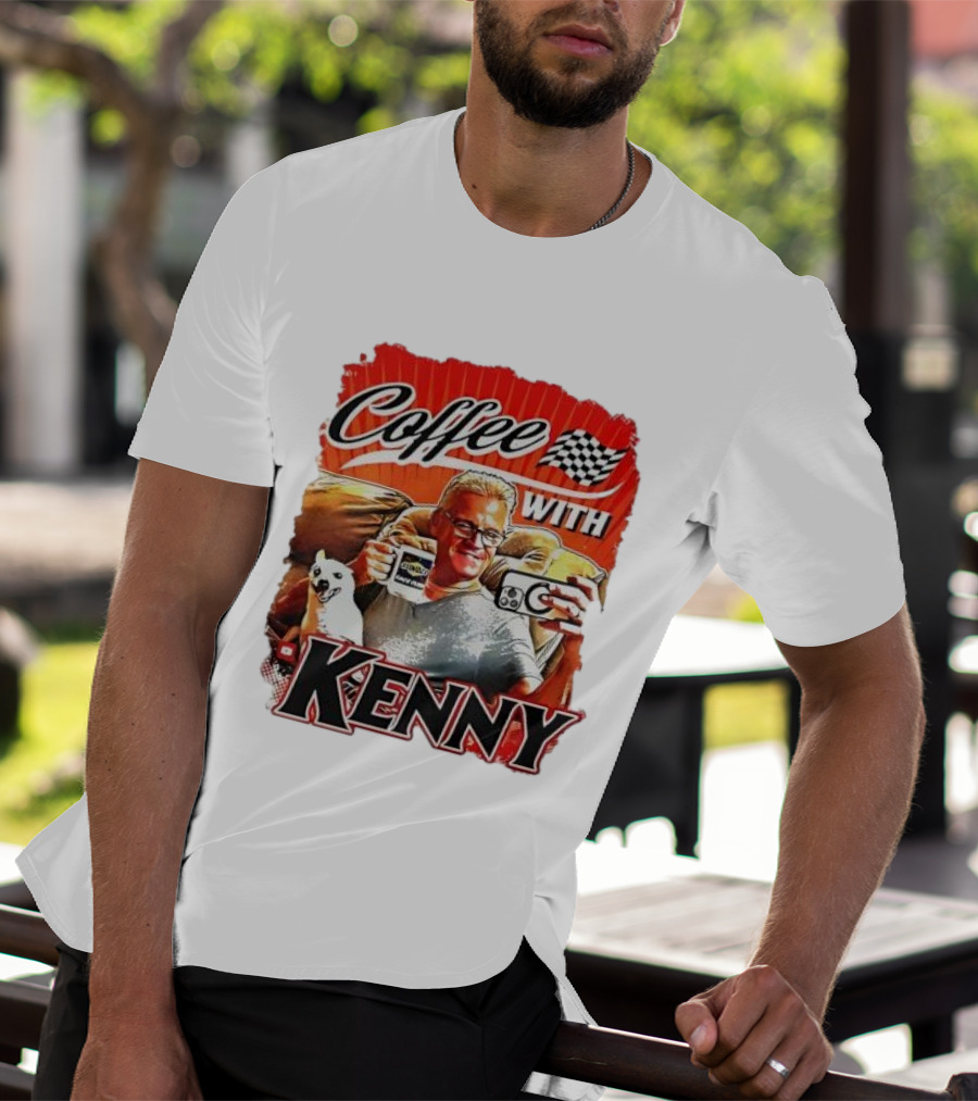 Coffee With Kenny Racing Checkered Flag And Dog T-Shirt