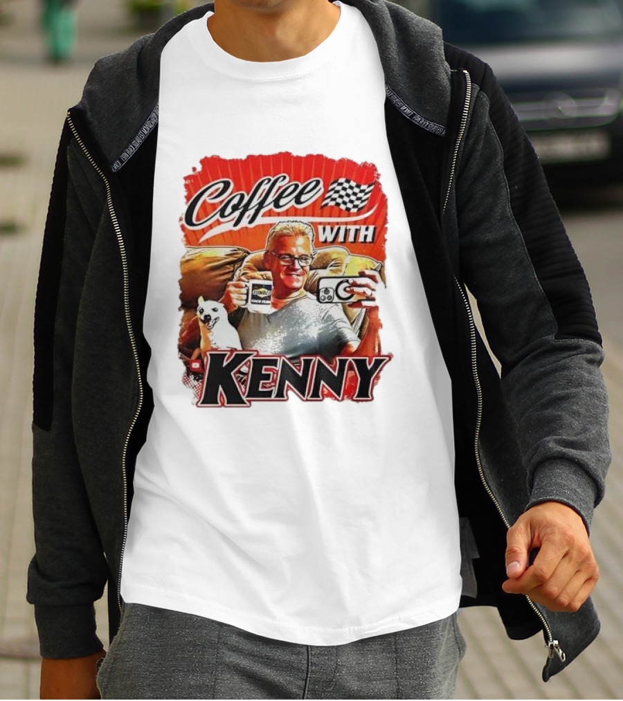 Coffee With Kenny Racing Checkered Flag And Dog T-Shirt