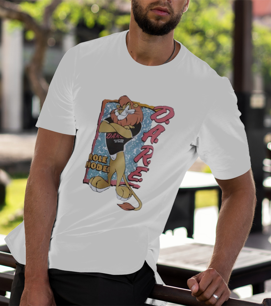 D.A.R.E. Lion Daren Role Model Graphic With Classic Retro Style T-Shirt