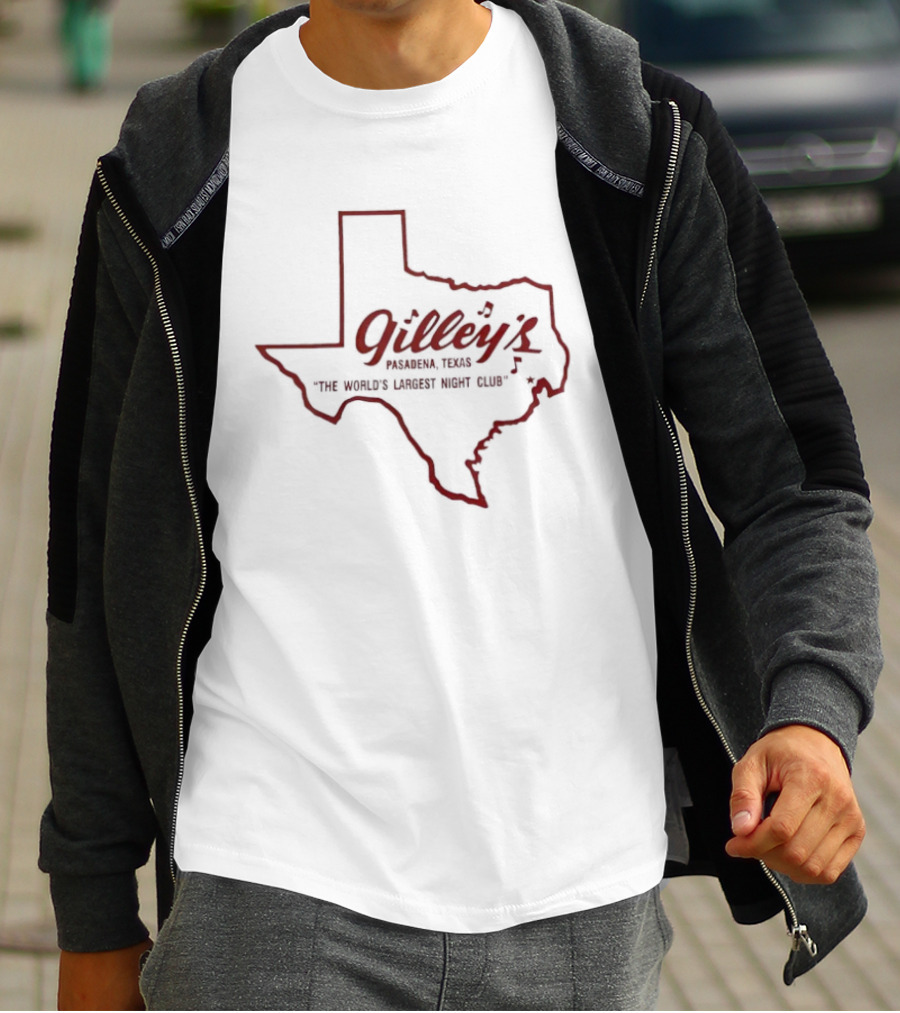 Gilley’s Pasadena Texas The World’s Largest Night Club Map Outline T-Shirt