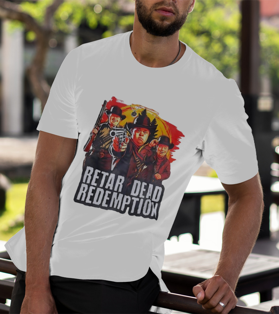 RETAR DEAD REDEMPTION Three Down Men Holding Shotguns Vintage Style T-Shirt