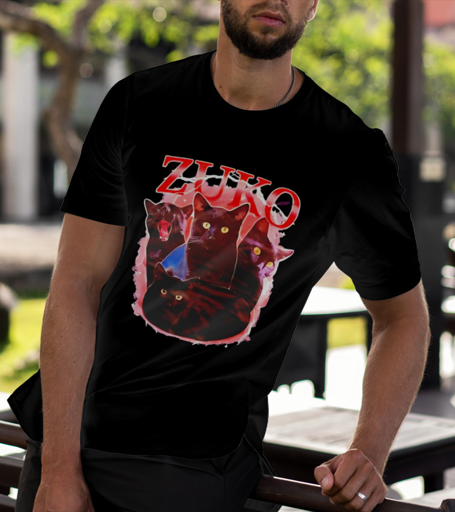 Zuko Cats Black Graphic With Red T-Shirt