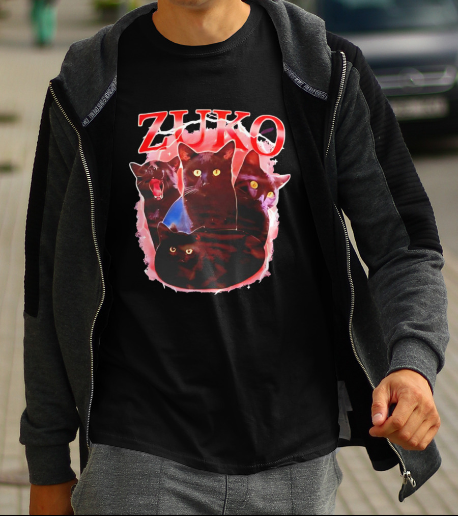 Zuko Cats Black Graphic With Red T-Shirt