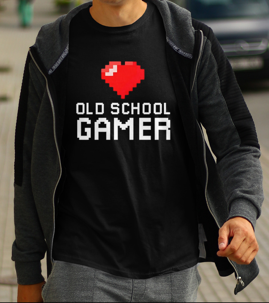 Pixel Heart Old School Gamer T-Shirt