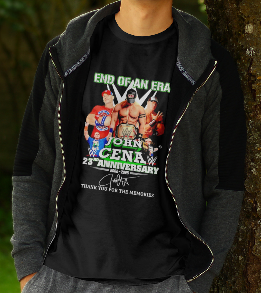 End Of An Era John Cena 23rd Anniversary 2002 2025 WWE Thank You For The Memories T-Shirt