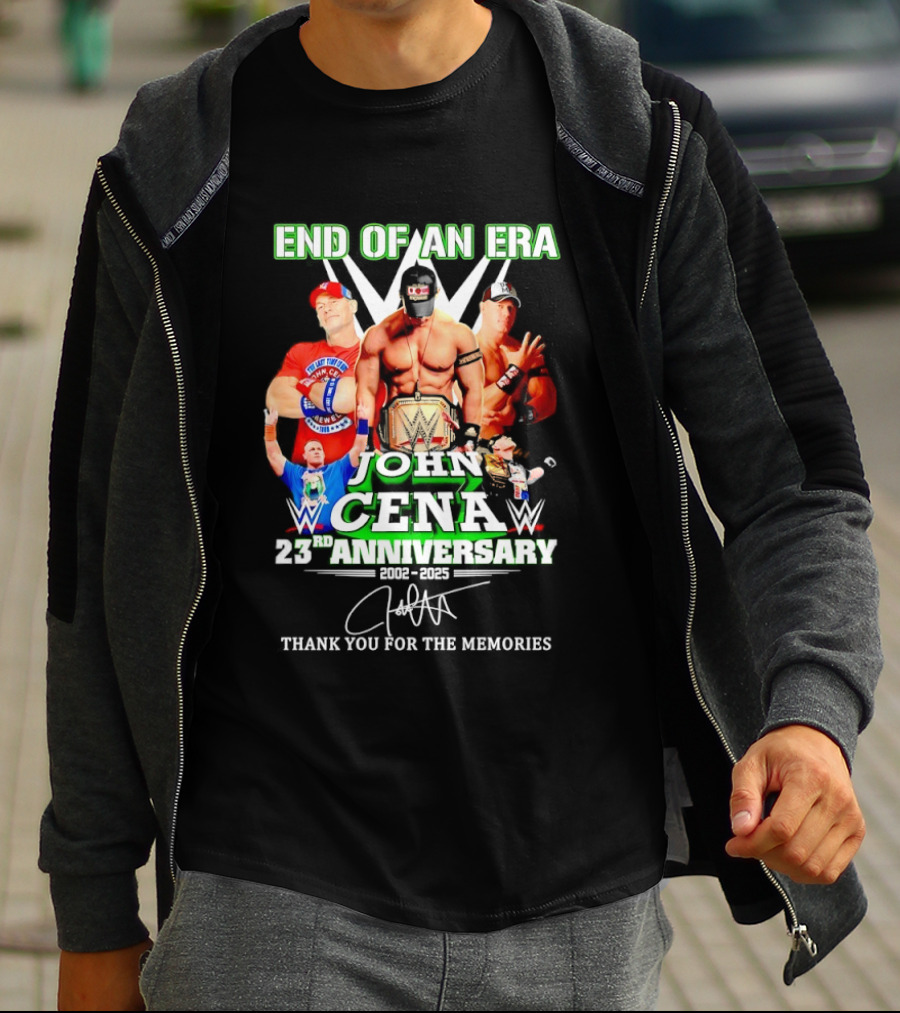 End Of An Era John Cena 23rd Anniversary 2002 2025 WWE Thank You For The Memories T-Shirt