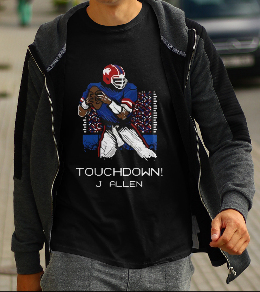 Touchdown J Allen Buffalo Bills 8bit Style NFL Football Fan Gear T-Shirt