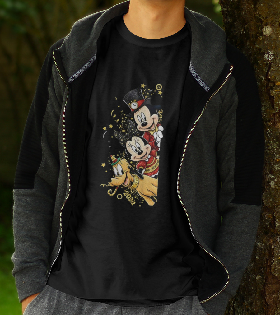 Mickey Mouse Happy New Year 2023 Pluto Minnie Celebration T-Shirt