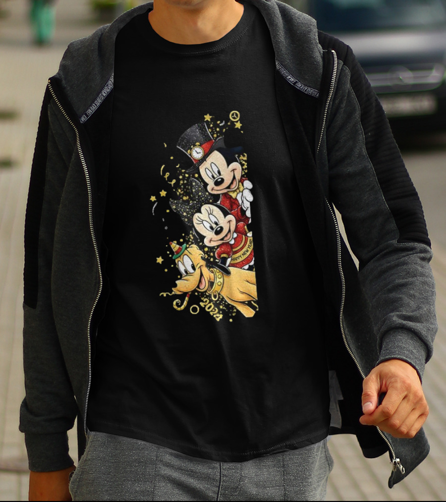 Mickey Mouse Happy New Year 2023 Pluto Minnie Celebration T-Shirt
